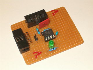 BLIT-Board; Prototyp des TWI-Tiny-Board (die LED blinkt schon mal...:-)...))